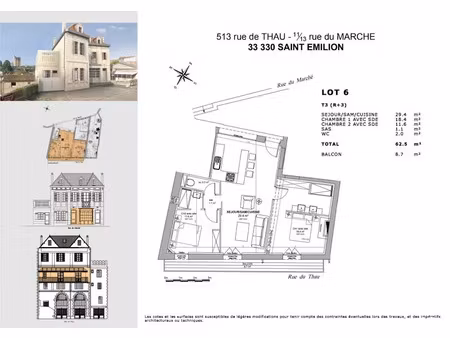 vente appartement 3 pièces 62 m² à saint-emilion (33330)  413 221 €