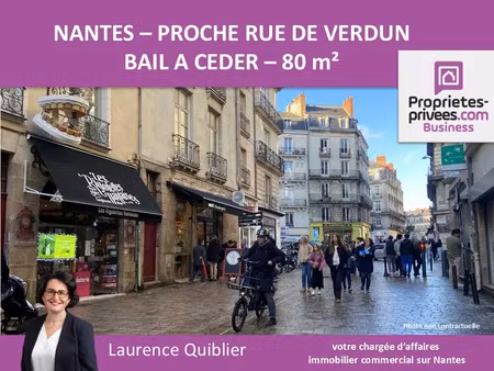 44000 nantes - bail a ceder   local commercial 80 m²  centre ville