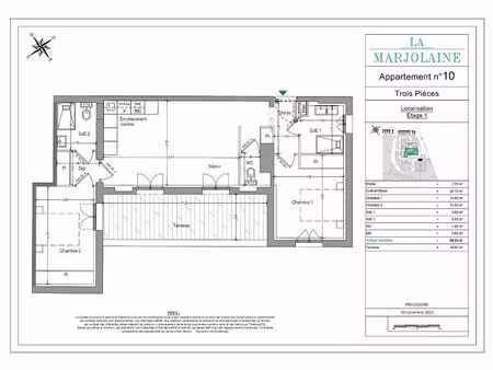 à vendre : programme rénové  3 pièces à mouans sartoux