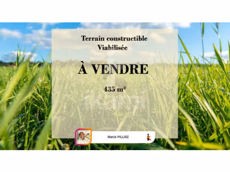 terrain à bâtir viabilisé 435 m2 salles