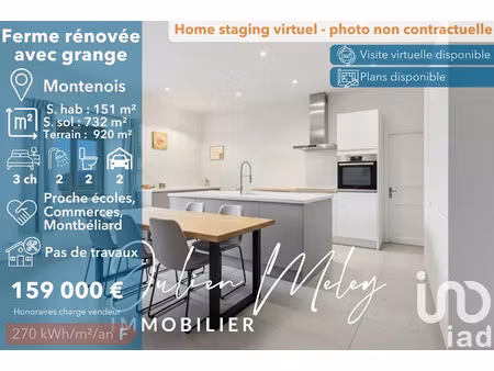 vente ferme 10 pièces 151 m² à bart (25420)  159 000 €