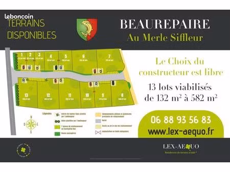 terrains constructibles viabilisés à beaurepaire le haut coté vienne