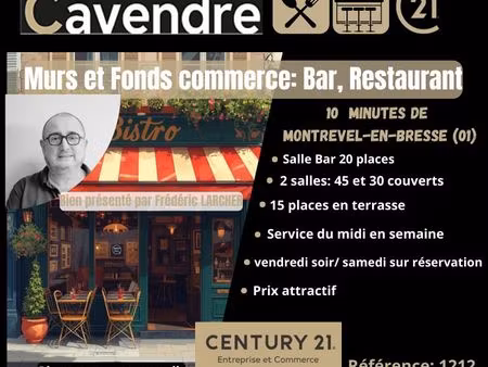 bar-restaurant  fonds de commerce 1 m² montrevel en bresse