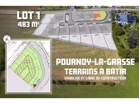 en vente terrain constructible 4 82 ares – 149 500 € |pournoy-la-grasse