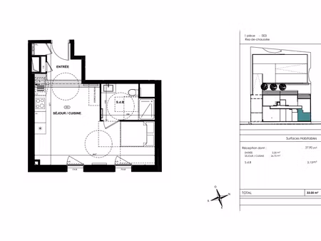 22000 saint-brieuc studio 33 m2