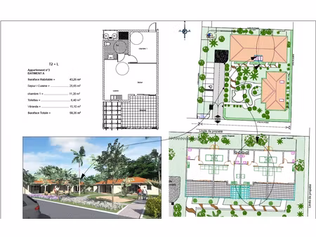 maison / appt f2 mitoyen de 44m2 avec jardin au françois