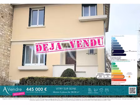 vente maison 4 pièces 100 m² à vitry-sur-seine (94400)  445 000 €