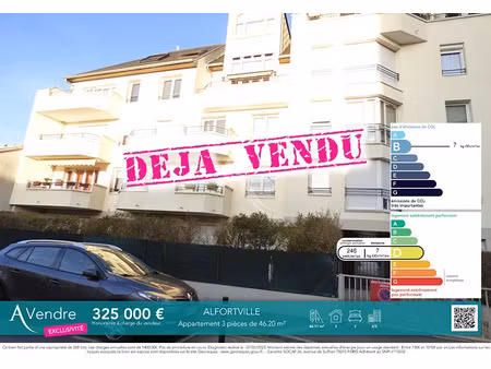 vente appartement 3 pièces 46.11 m² à alfortville (94140)  325 000 €