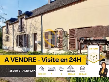 vente maison 5 pièces 120 m² à saint-ambroix (18290)  85 000 €