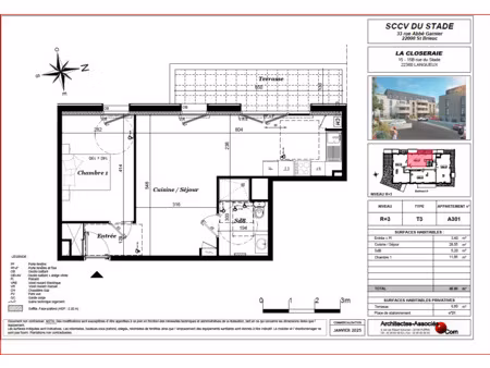 vente appartement 2 pièces à langueux (22360) : à vendre 2 pièces / 48m² langueux