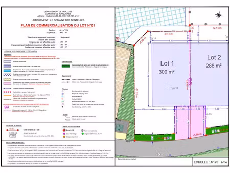 vente terrain 300 m² jonquières (84150)