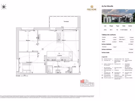 vente appartement 2 pièces 62 m² à ay-sur-moselle (57300)  229 900 €