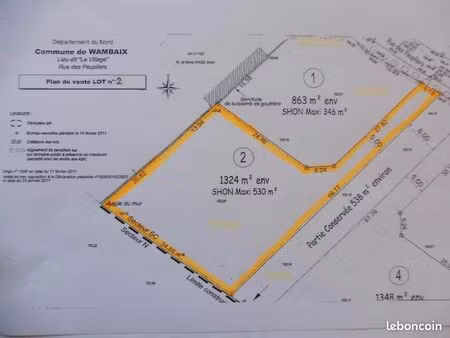 terrain 1150 m² wambaix