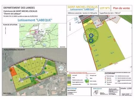 achat terrain 742m² st michel escalus 40550