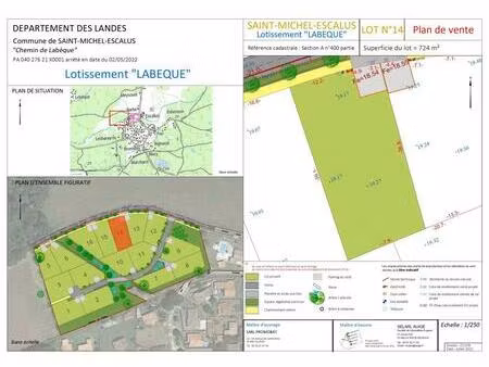 achat terrain 724m² st michel escalus 40550