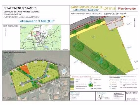 achat terrain 793m² st michel escalus 40550