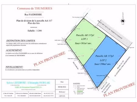 achat terrain 398m² thumeries 59239