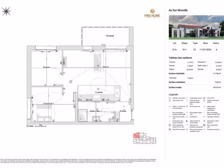 appartement à vendre ay sur moselle 2 pièce(s) 62m2 229 900€