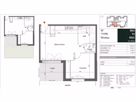 vente appartement 2 pièces 44 m² à merignac (33700)  268 000 €