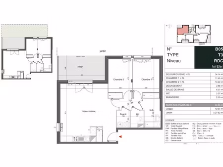 vente appartement 3 pièces 69 m² à merignac (33700)  365 000 €