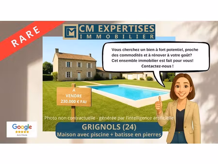 vente immeuble 6 pièces 180 m² à saint-astier (24110)  230 000 €