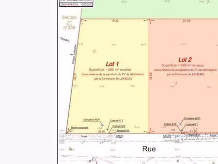 vente terrain à lohéac (35550) : à vendre / 696m² lohéac