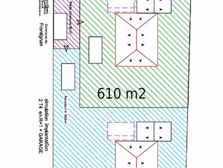 ( 34110 ) terrain a bâtir frontignan 640 m2 proche centre