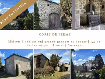 corps de ferme avec une maison d'habitation (140 m2)  granges et terrain à parlan cantal /
