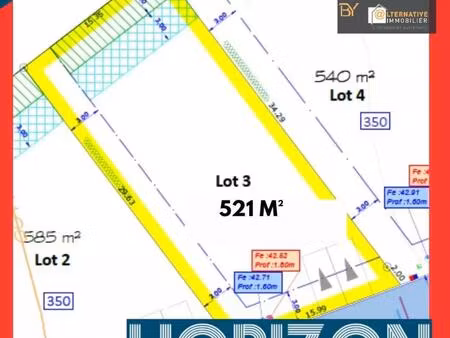 achat terrain 521m² chateaubourg 35220