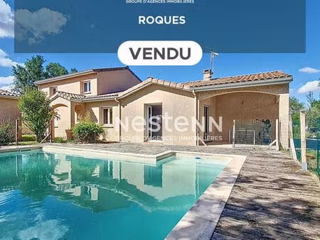 vendu- roques - maison avec garage  piscine  et appartement t2 sur terrain de 6500m²
