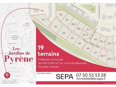 terrains viabilisés séméac