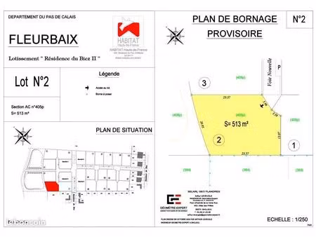 terrain 513 m² fleurbaix
