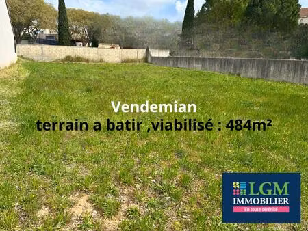 vendemian  terrain viabilisé 484m² pret a batir