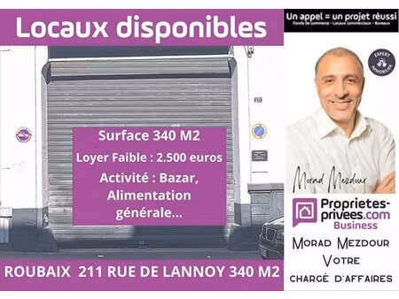 à louer local commercial 340 m² – 2 500 € |roubaix