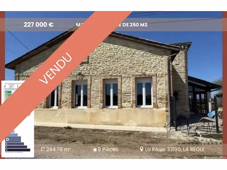vente maison 9 pièces 244.78 m² à la réole (33190)  nan €