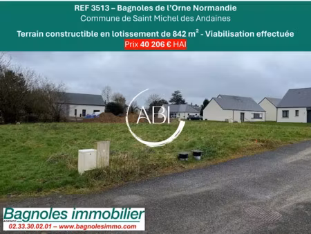 vente terrain 842 m² à bagnoles de l'orne normandie (61140)  40 206 €
