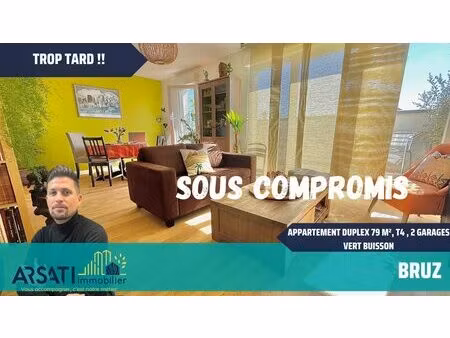 appartement t4 80 m²   94 m² au sol   3 chambres  2 garages  e