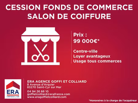 fonds de commerce - salon de coiffure saint cyr sur mer