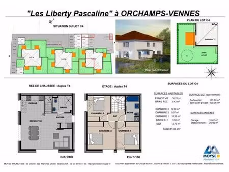 vente appartement 4 pièces 81 m² orchamps-vennes (25390)