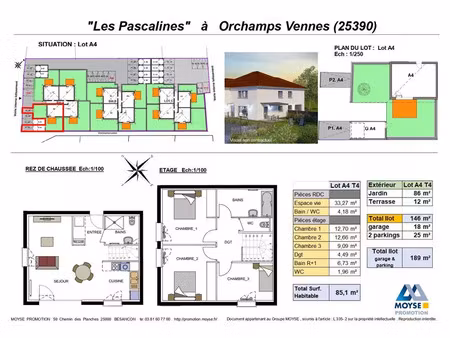 vente appartement 4 pièces 85 m² orchamps-vennes (25390)
