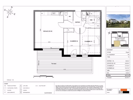 vente appartement 3 pièces 63.11 m² à sciez (74140)  333 000 €