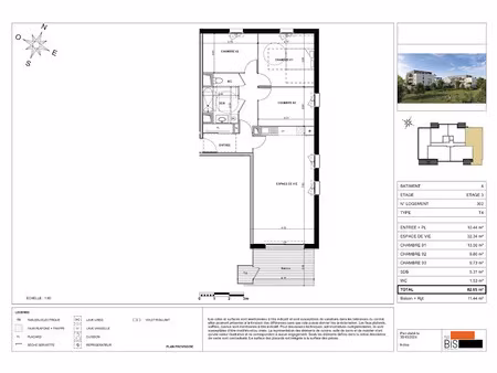 vente appartement 4 pièces 82.65 m² à sciez (74140)  418 000 €