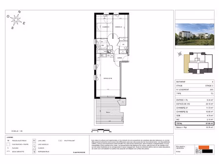 vente appartement 3 pièces 67.06 m² à sciez (74140)  338 900 €