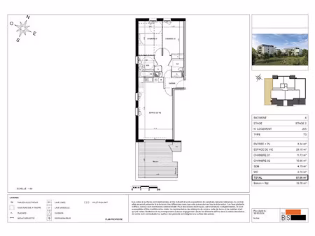 vente appartement 3 pièces 67.06 m² à sciez (74140)  344 900 €
