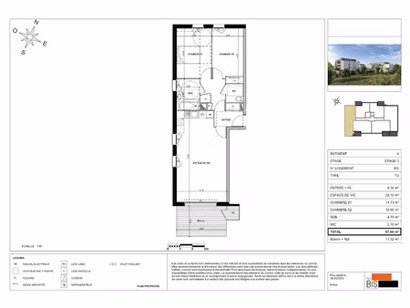 vente appartement 3 pièces 67.06 m² à sciez (74140)  348 900 €