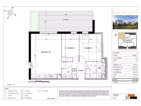 vente appartement 3 pièces 68.12 m² à sciez (74140)  359 900 €