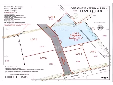 terrain à bâtir à chauffayer – lot n°3 – 513 m²