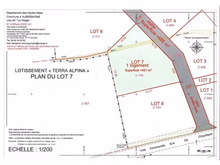 vente terrain 461 m² à aubessagne (05800)  64 900 €