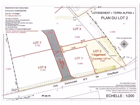 vente terrain 377 m² à aubessagne (05800)  54 000 €