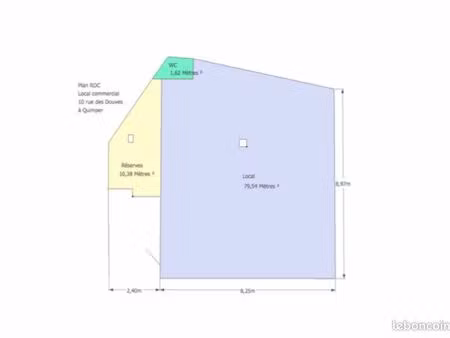 local commercial 90 m2 plein centre de quimper